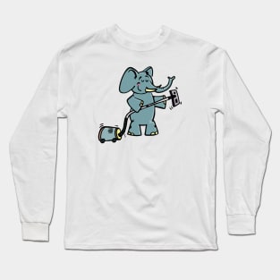 Elephant with Vacuum Cleaner Long Sleeve T-Shirt
